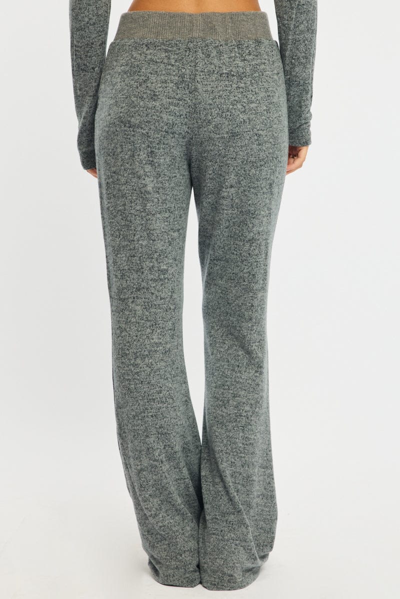 Grey Flare Leg Pants Mid Rise for Ally Fashion