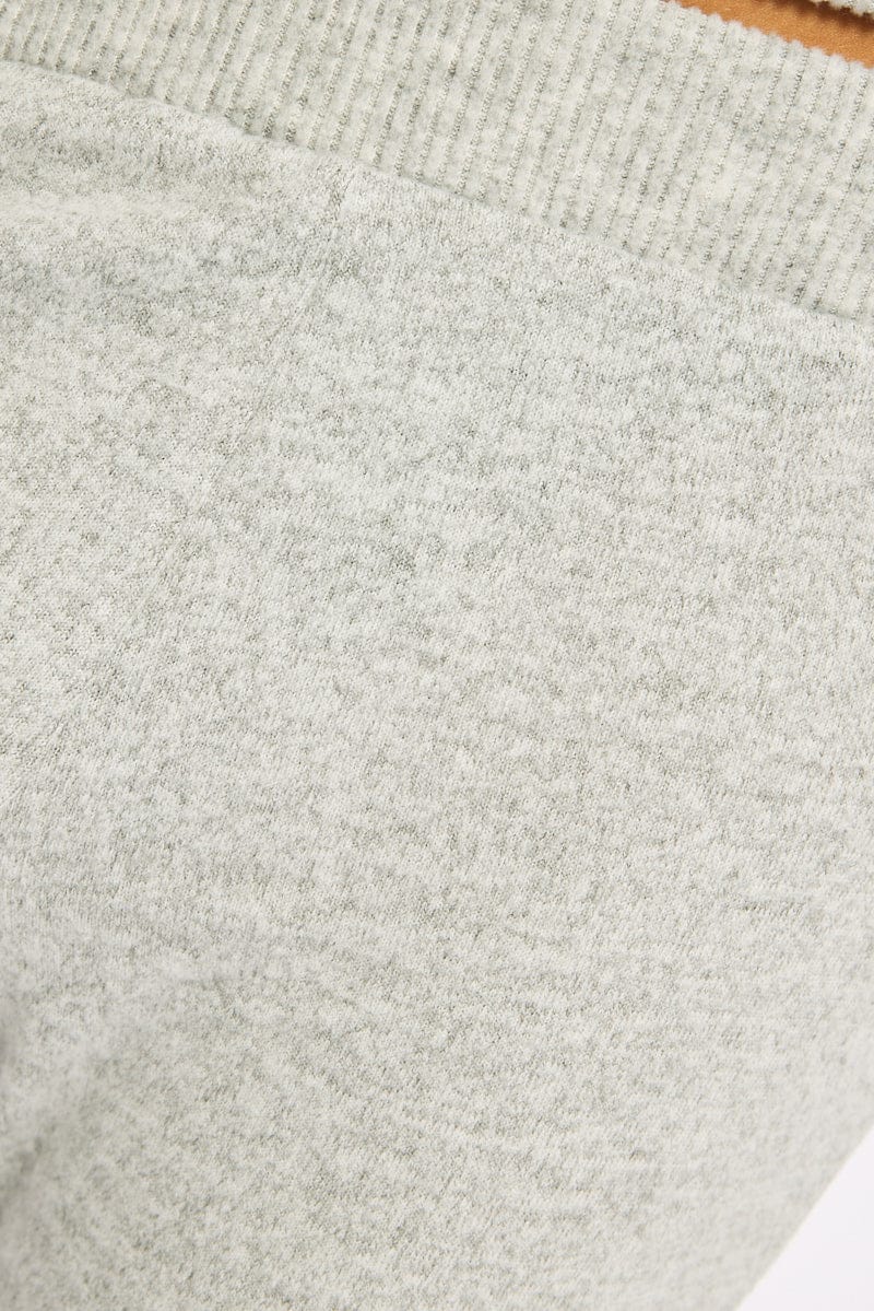 Grey Flare Leg Pants Mid Rise for Ally Fashion