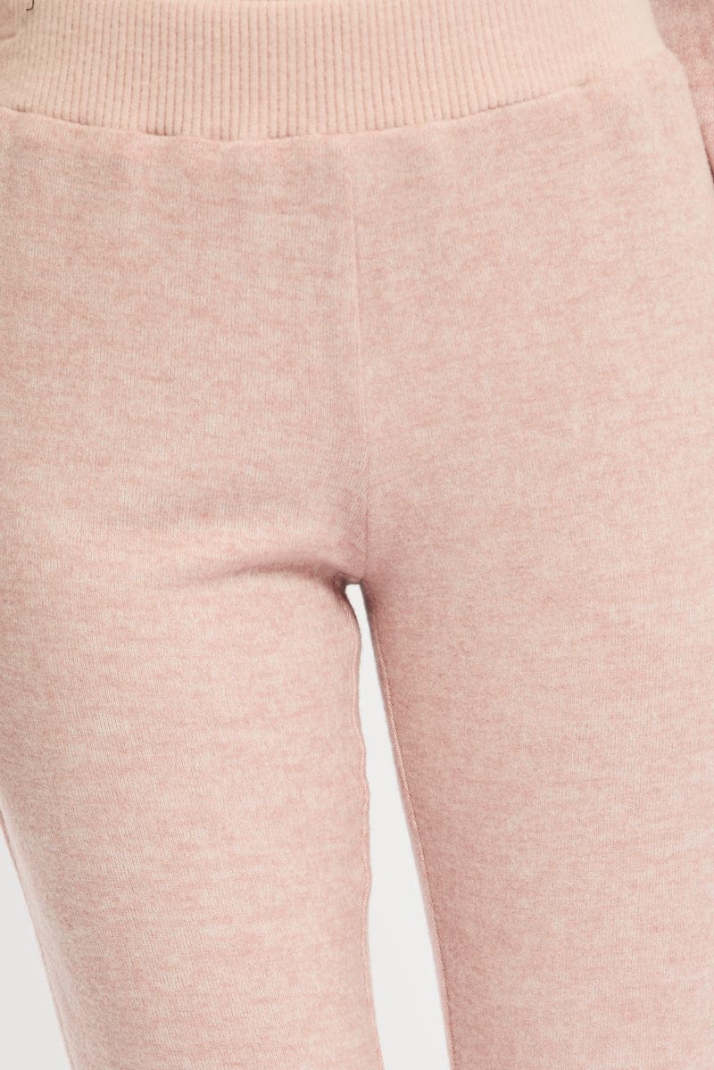 Pink Flare Leg Pants Mid Rise for Ally Fashion