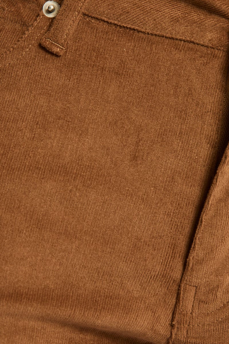 Beige Flare Leg Pants Corduroy for Ally Fashion