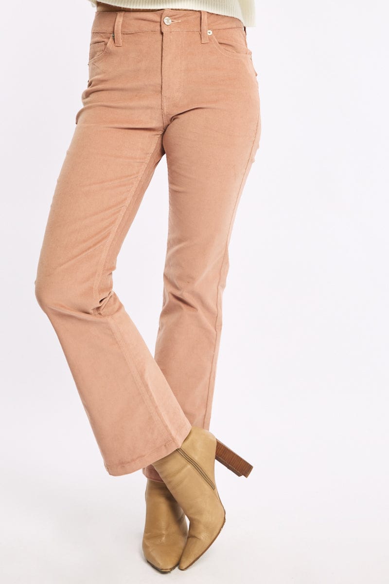 Pink Flare Leg Pants Corduroy for Ally Fashion