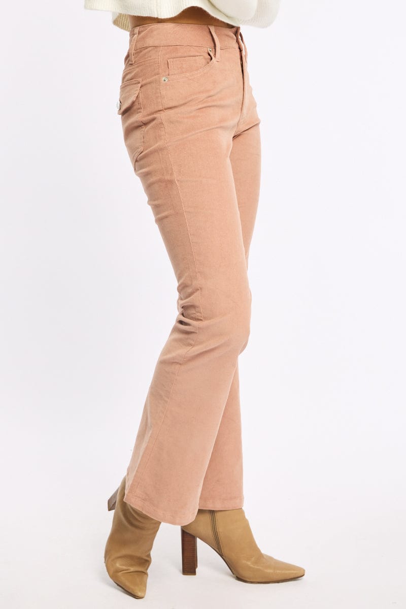 Pink Flare Leg Pants Corduroy for Ally Fashion