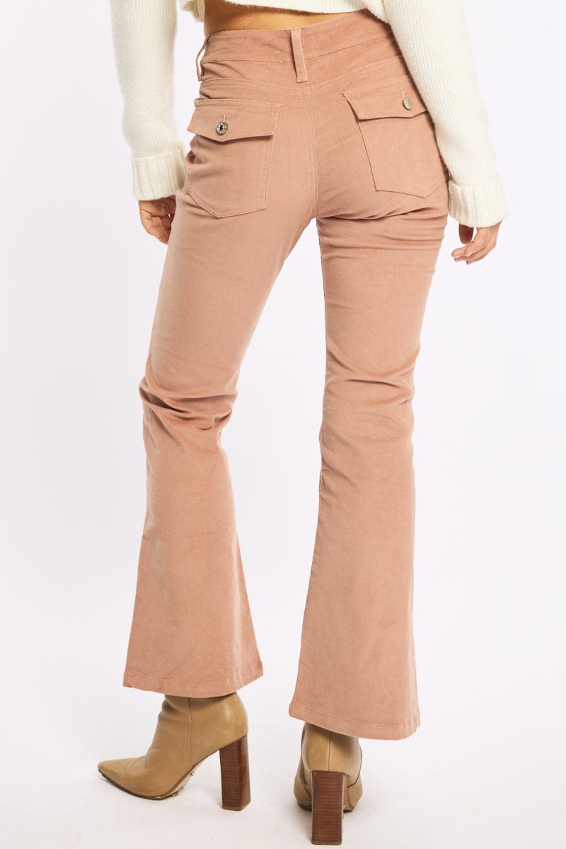 Pink Flare Leg Pants Corduroy for Ally Fashion