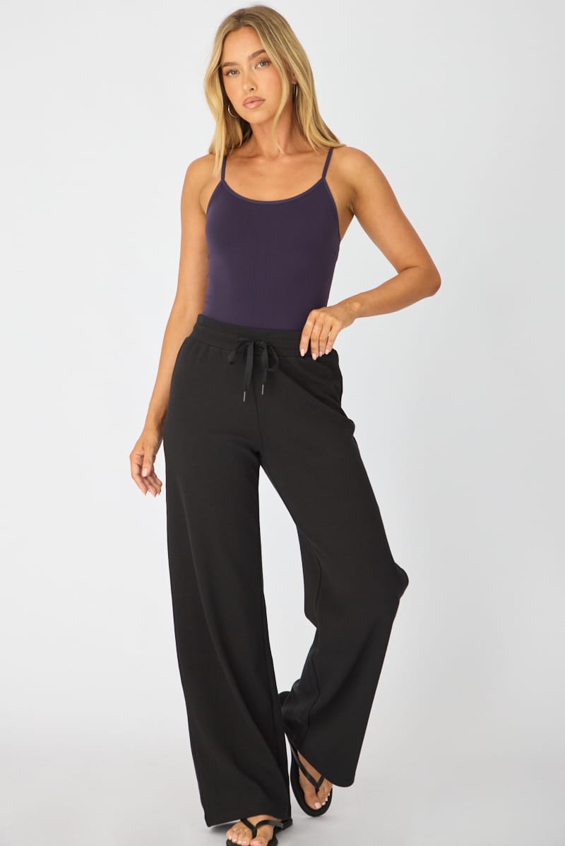 Black Wide Leg Pants Elasticated Waist for Ally Fashion