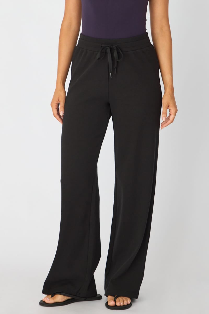 Black Wide Leg Pants Elasticated Waist for Ally Fashion