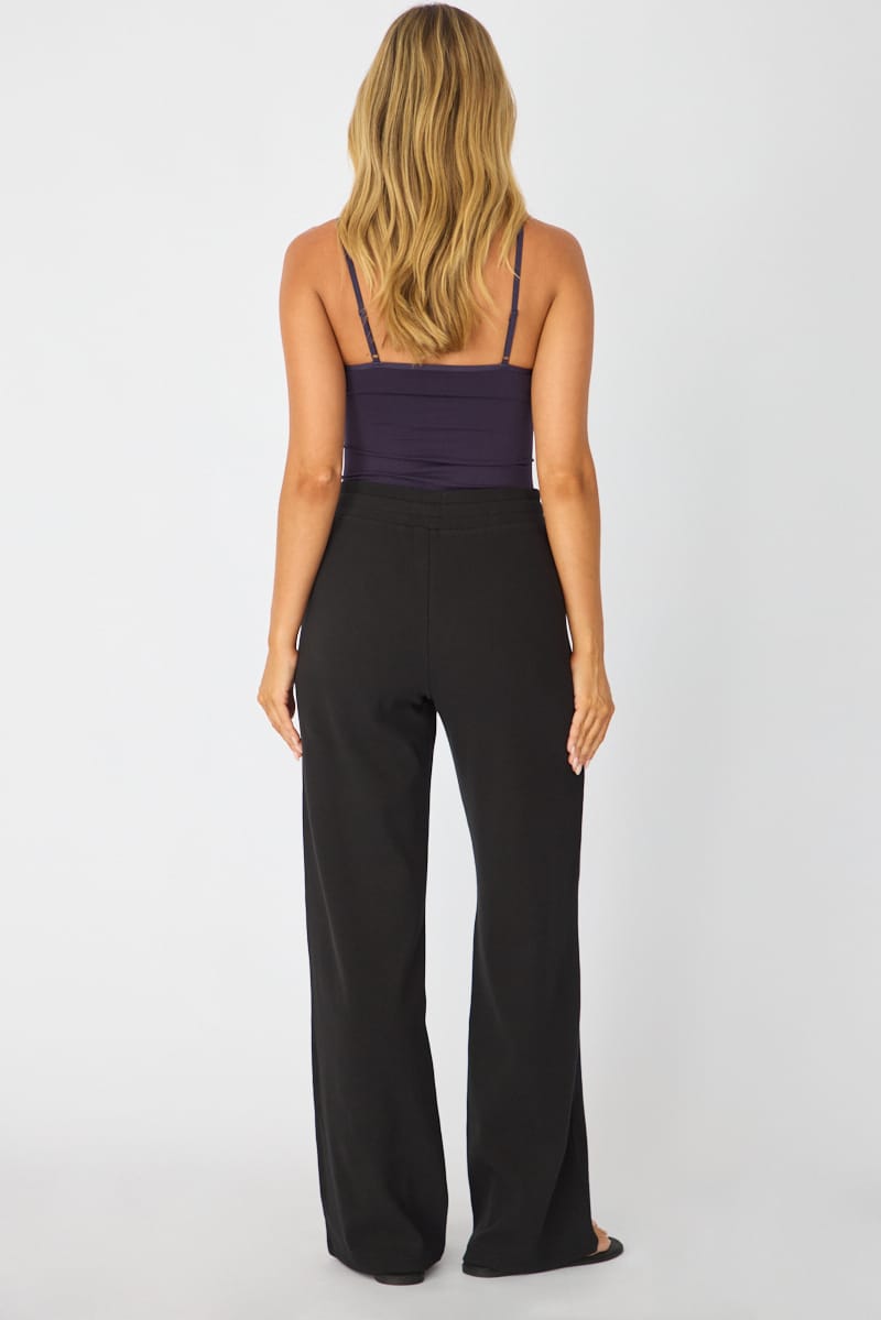 Black Wide Leg Pants Elasticated Waist for Ally Fashion