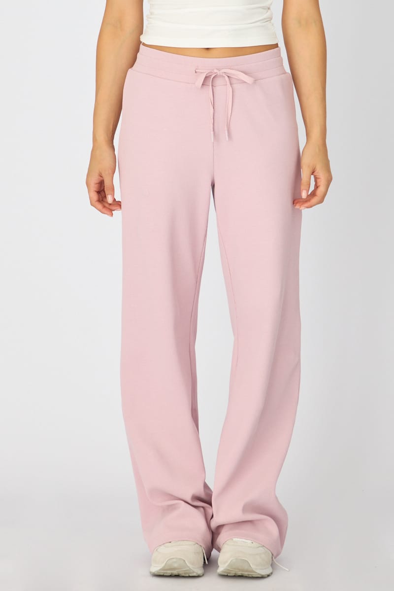 Pink Wide Leg Pants Elasticated Waist for Ally Fashion
