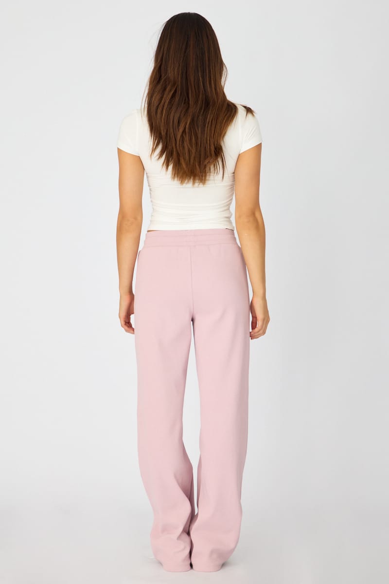 Pink Wide Leg Pants Elasticated Waist for Ally Fashion