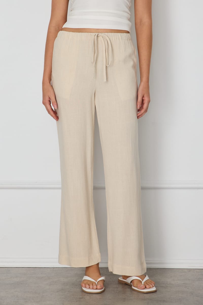 Beige Wide Leg Pants Elasticated Waist for Ally Fashion