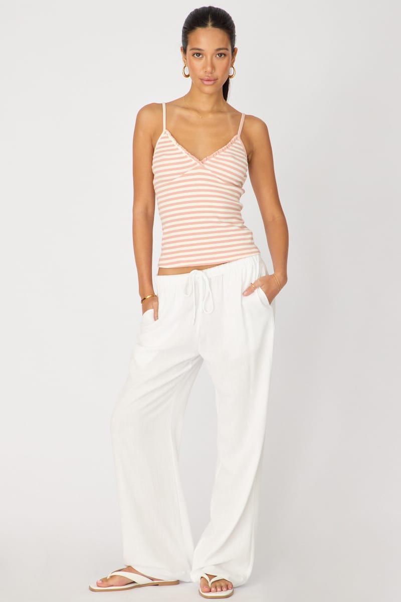 White Wide-Leg Pants Elasticated-Waist from Ally Fashion