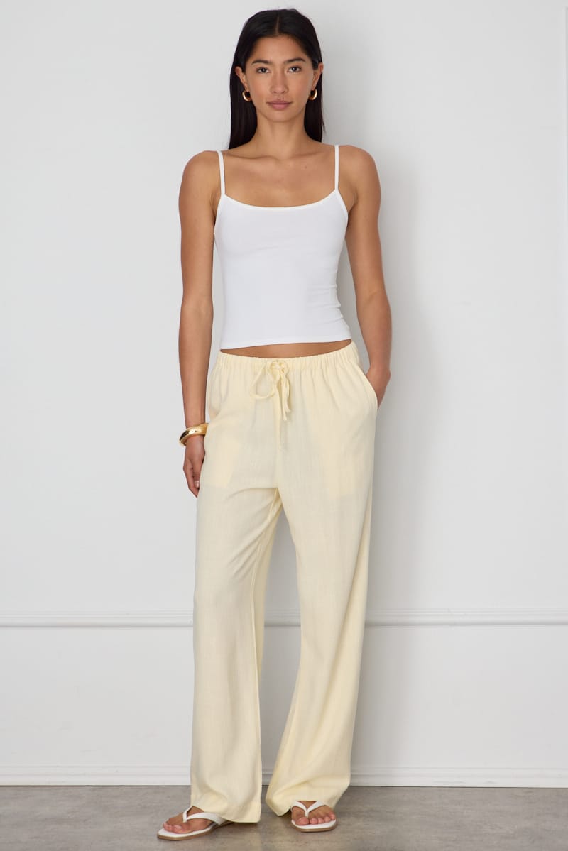 Yellow Wide Leg Pants Elasticated Waist for Ally Fashion