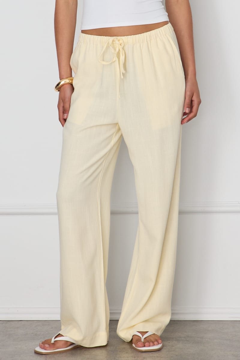 Yellow Wide Leg Pants Elasticated Waist for Ally Fashion