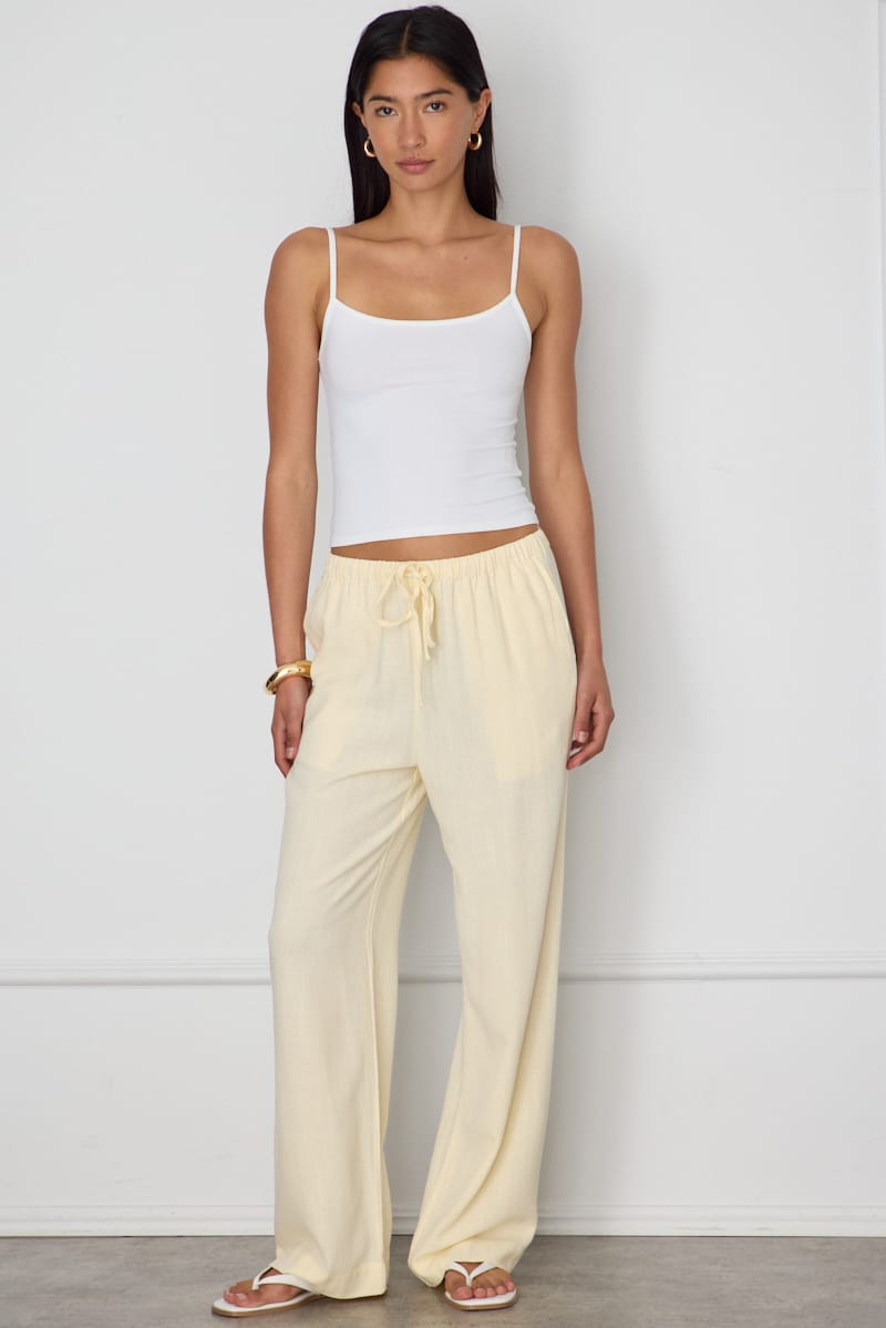 Yellow Wide Leg Pants Elasticated Waist for Ally Fashion