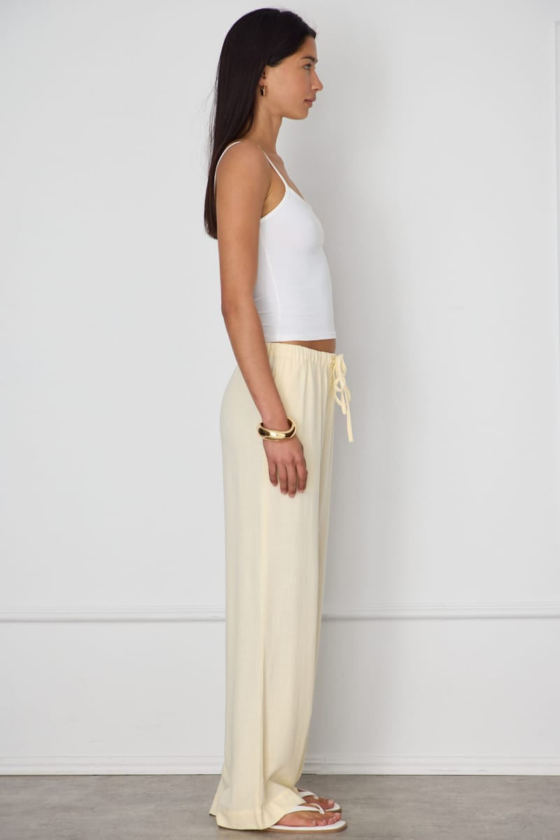 Yellow Wide Leg Pants Elasticated Waist for Ally Fashion