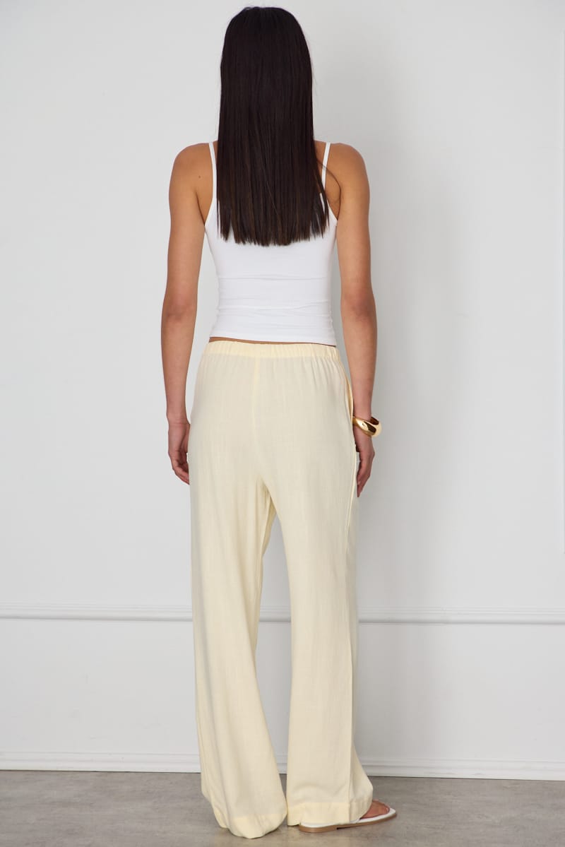 Yellow Wide Leg Pants Elasticated Waist for Ally Fashion