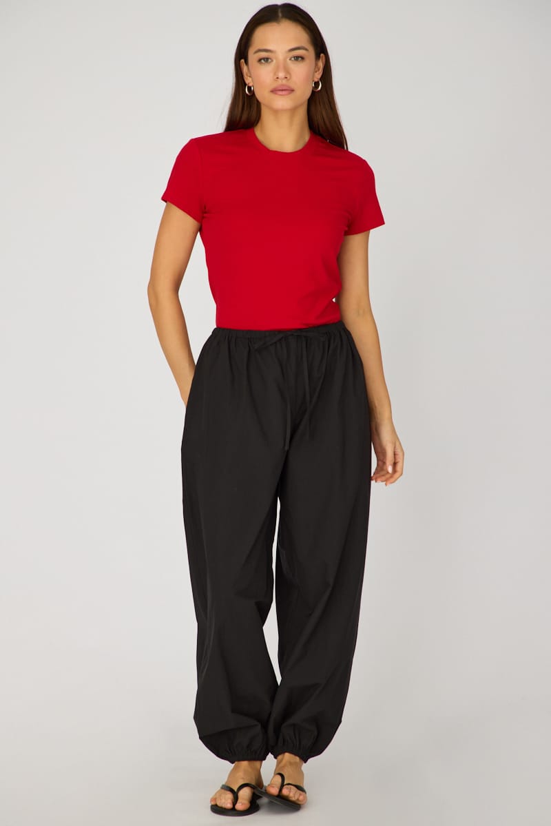 Black Balloon Leg Pants Mid Rise for Ally Fashion