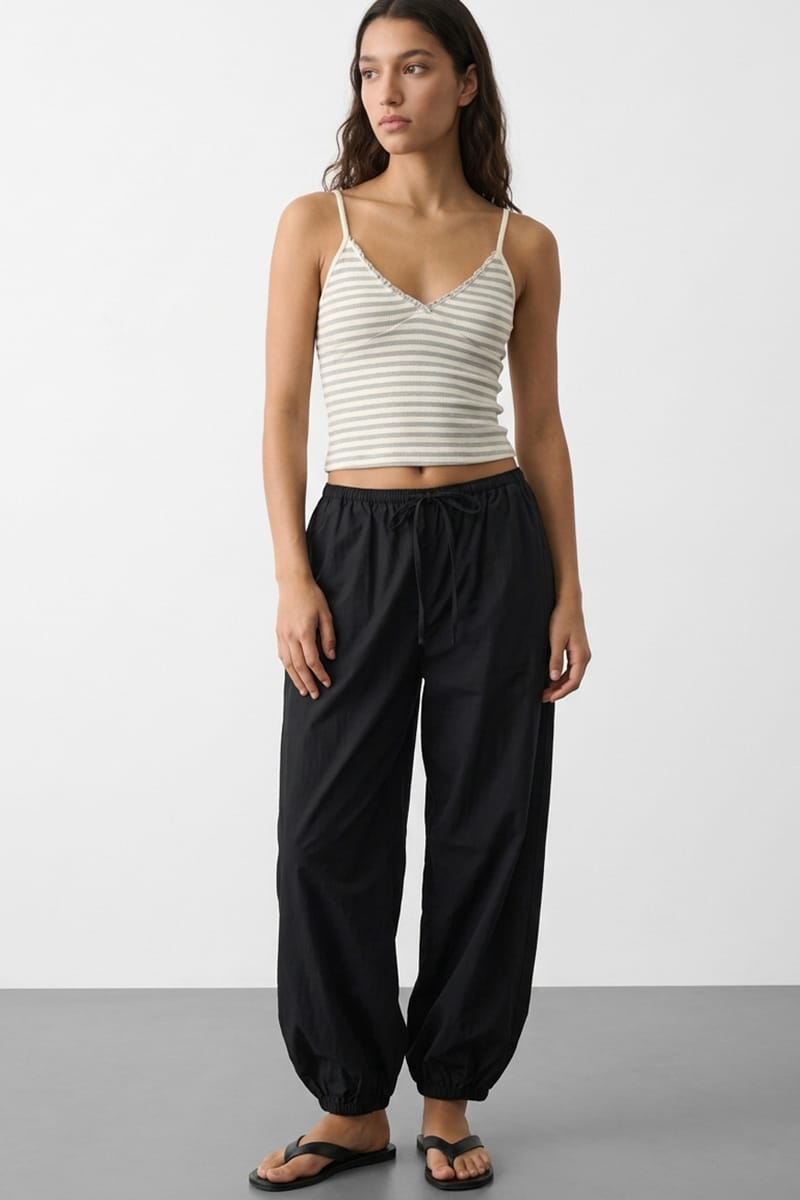 Black Balloon Leg Pants Mid Rise for Ally Fashion