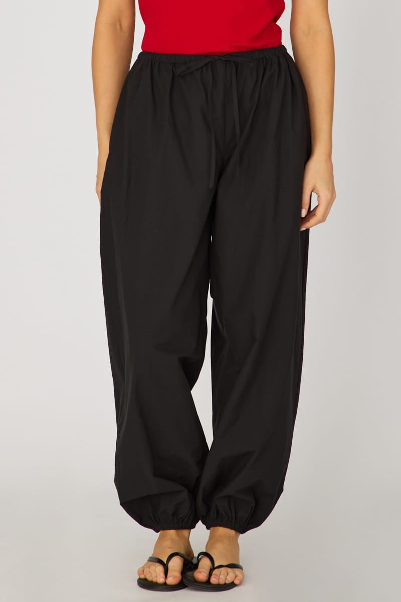 Black Balloon Leg Pants Mid Rise for Ally Fashion