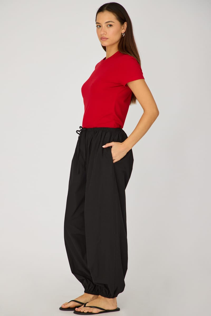 Black Balloon Leg Pants Mid Rise for Ally Fashion