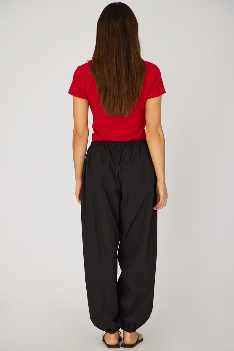 Black Balloon Leg Pants Mid Rise for Ally Fashion