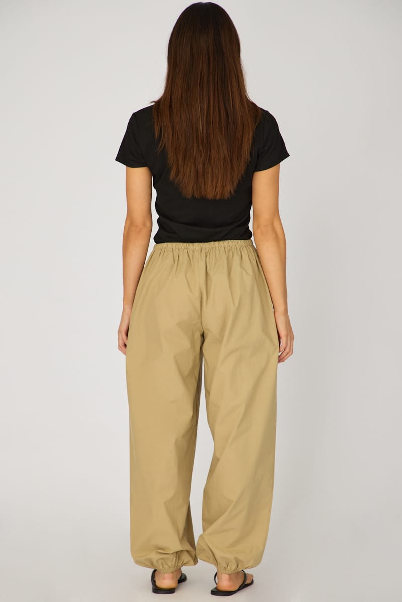 Beige Balloon Leg Pants Mid Rise for Ally Fashion