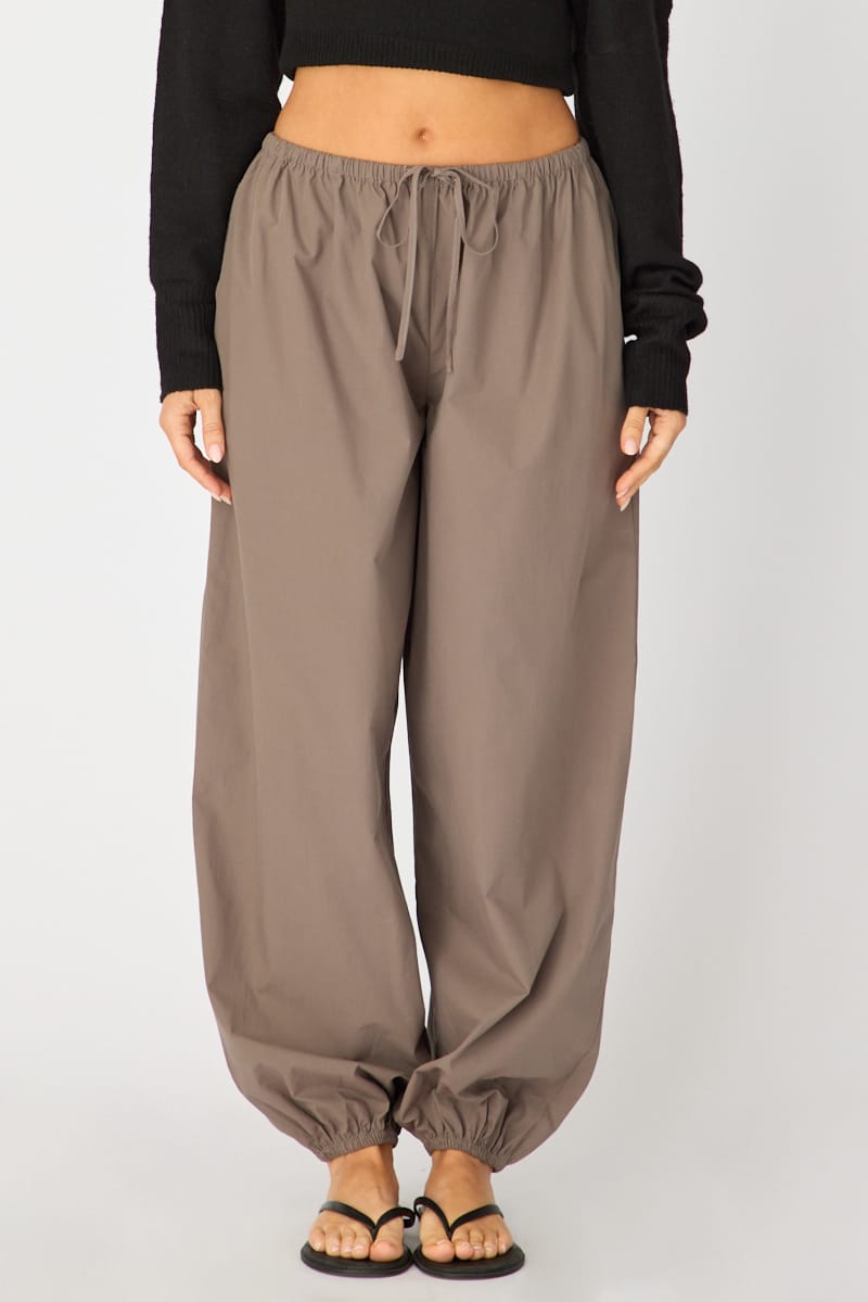 Grey Balloon Leg Pants Mid Rise for Ally Fashion