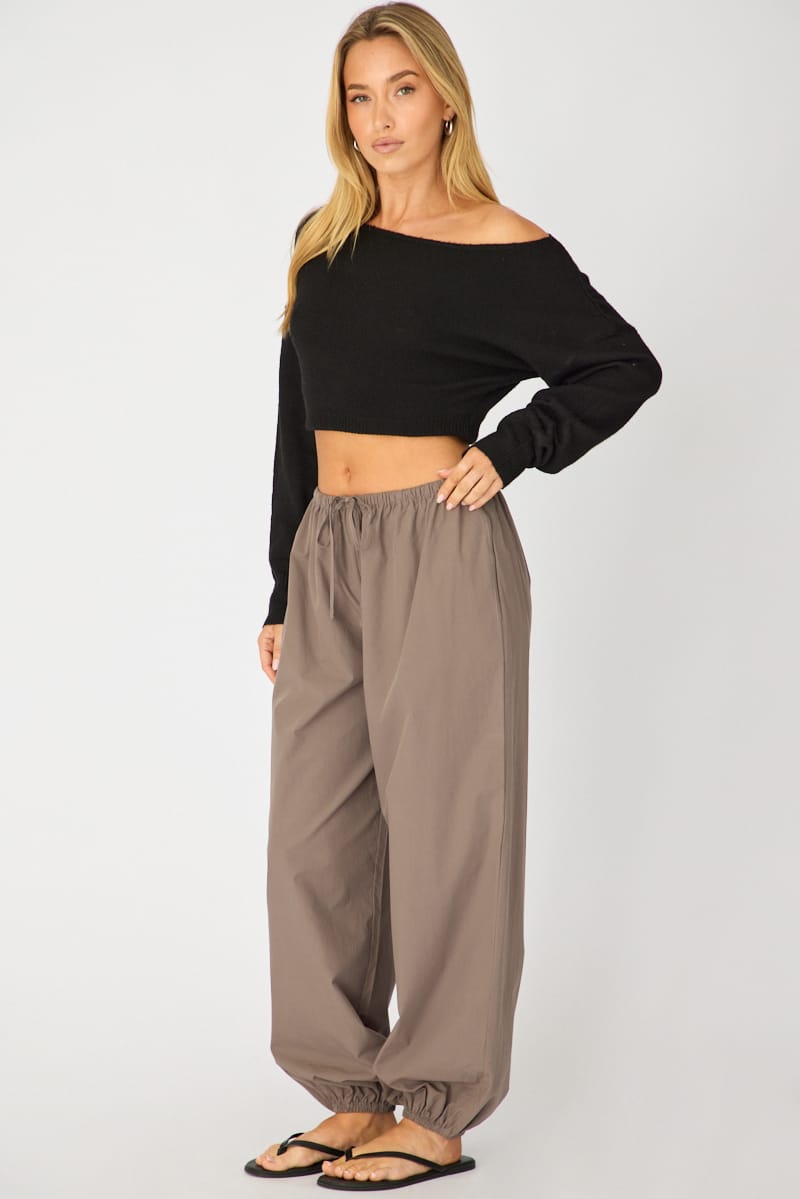 Grey Balloon Leg Pants Mid Rise for Ally Fashion