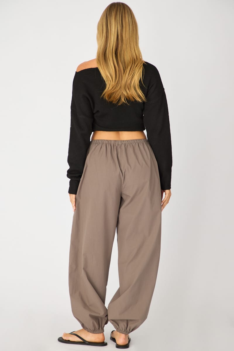 Grey Balloon Leg Pants Mid Rise for Ally Fashion