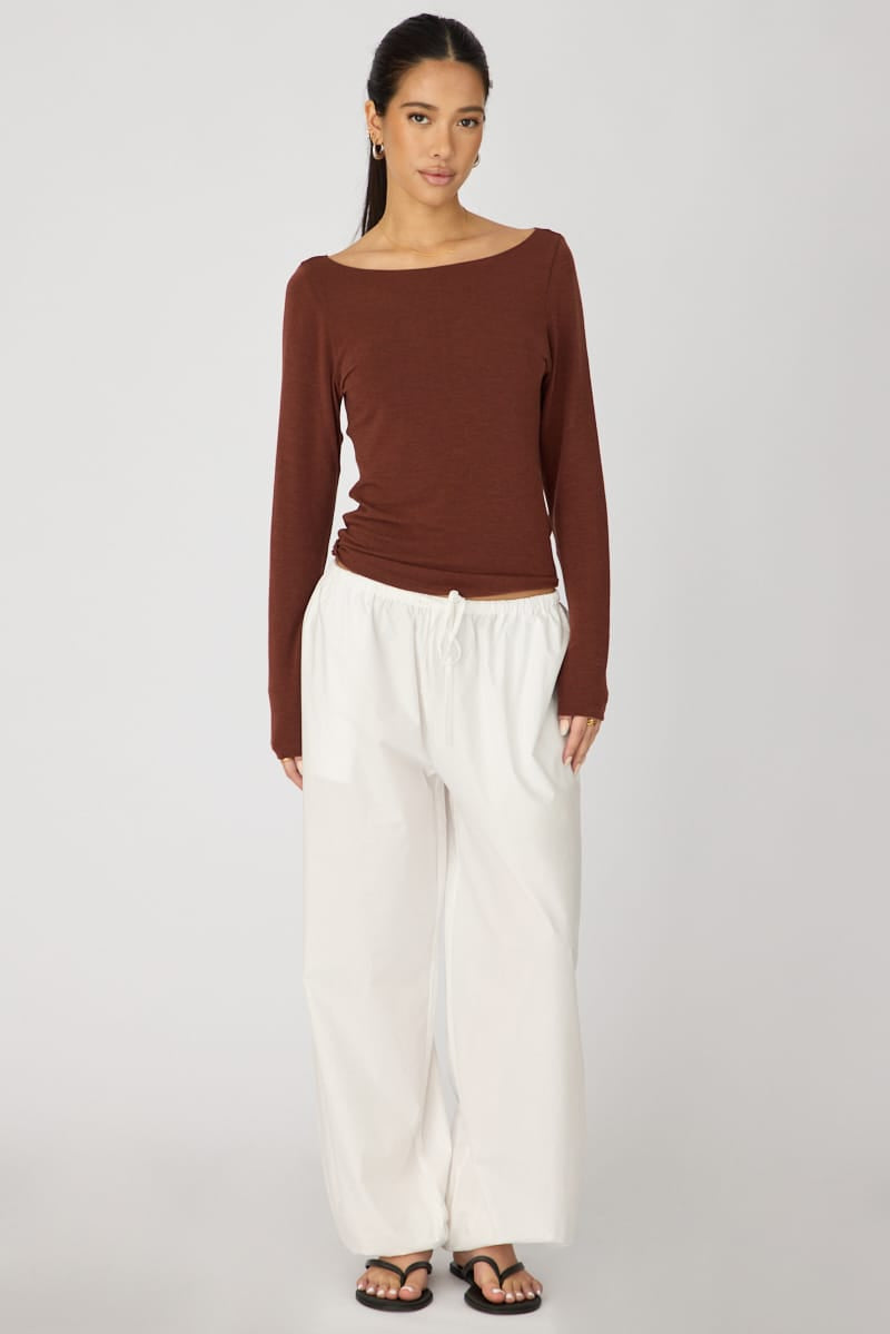 White Balloon Leg Pants Mid Rise for Ally Fashion