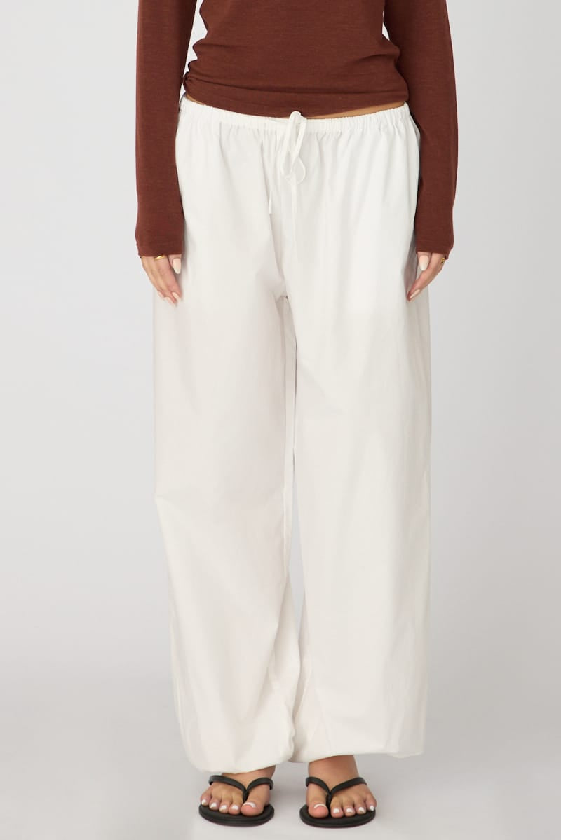 White Balloon Leg Pants Mid Rise for Ally Fashion
