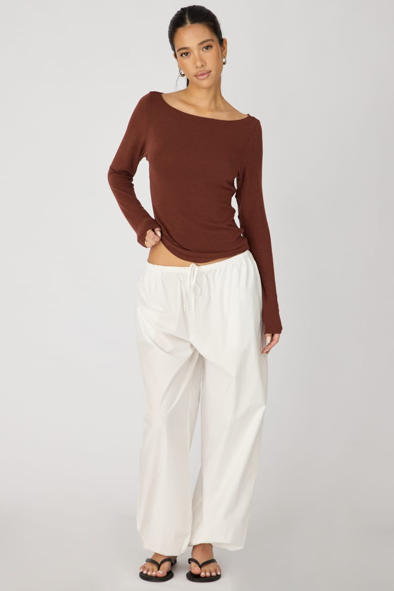 White Balloon Leg Pants Mid Rise for Ally Fashion