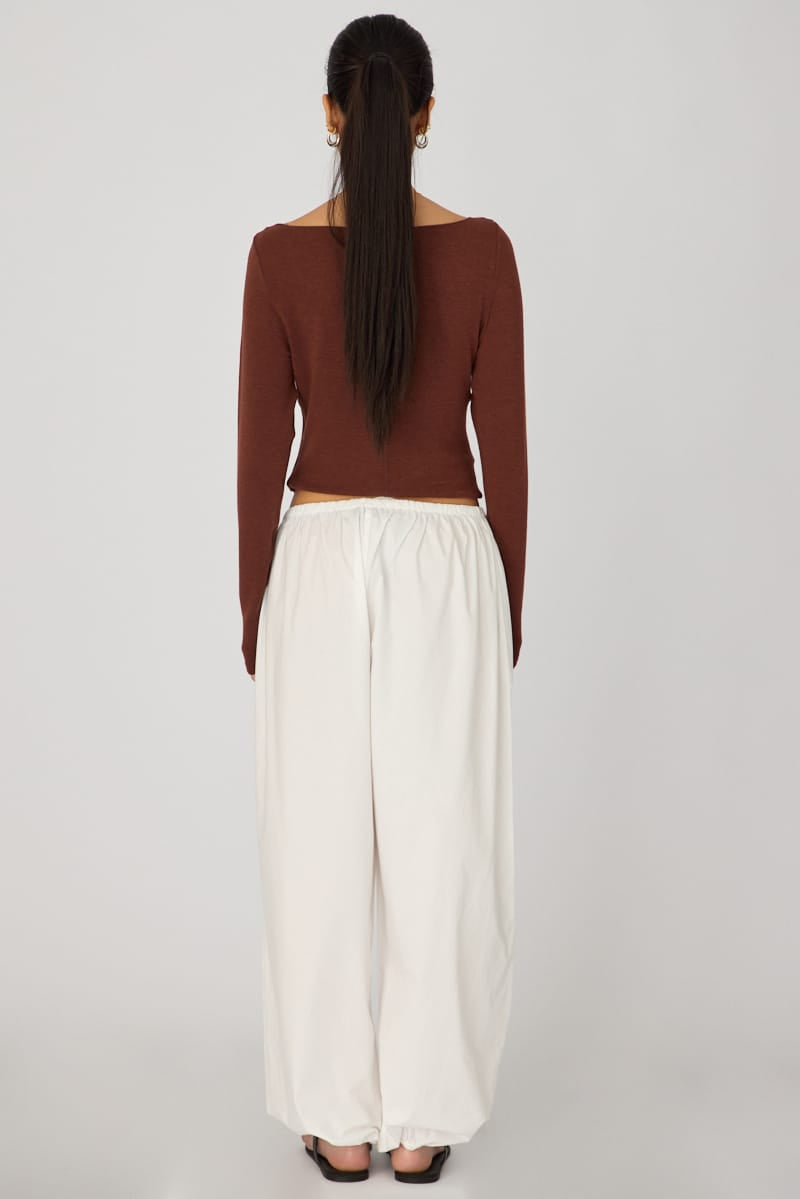 White Balloon Leg Pants Mid Rise for Ally Fashion