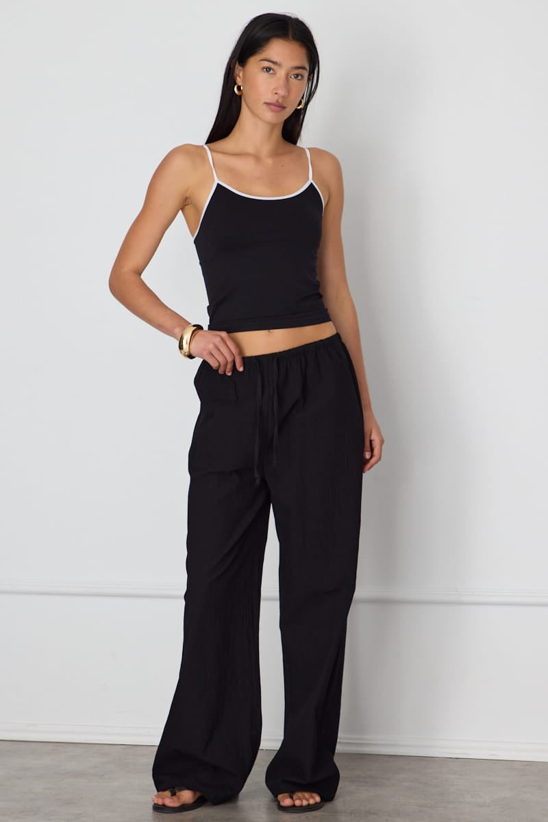 Black Wide Leg Pants Elasticated Waist for Ally Fashion