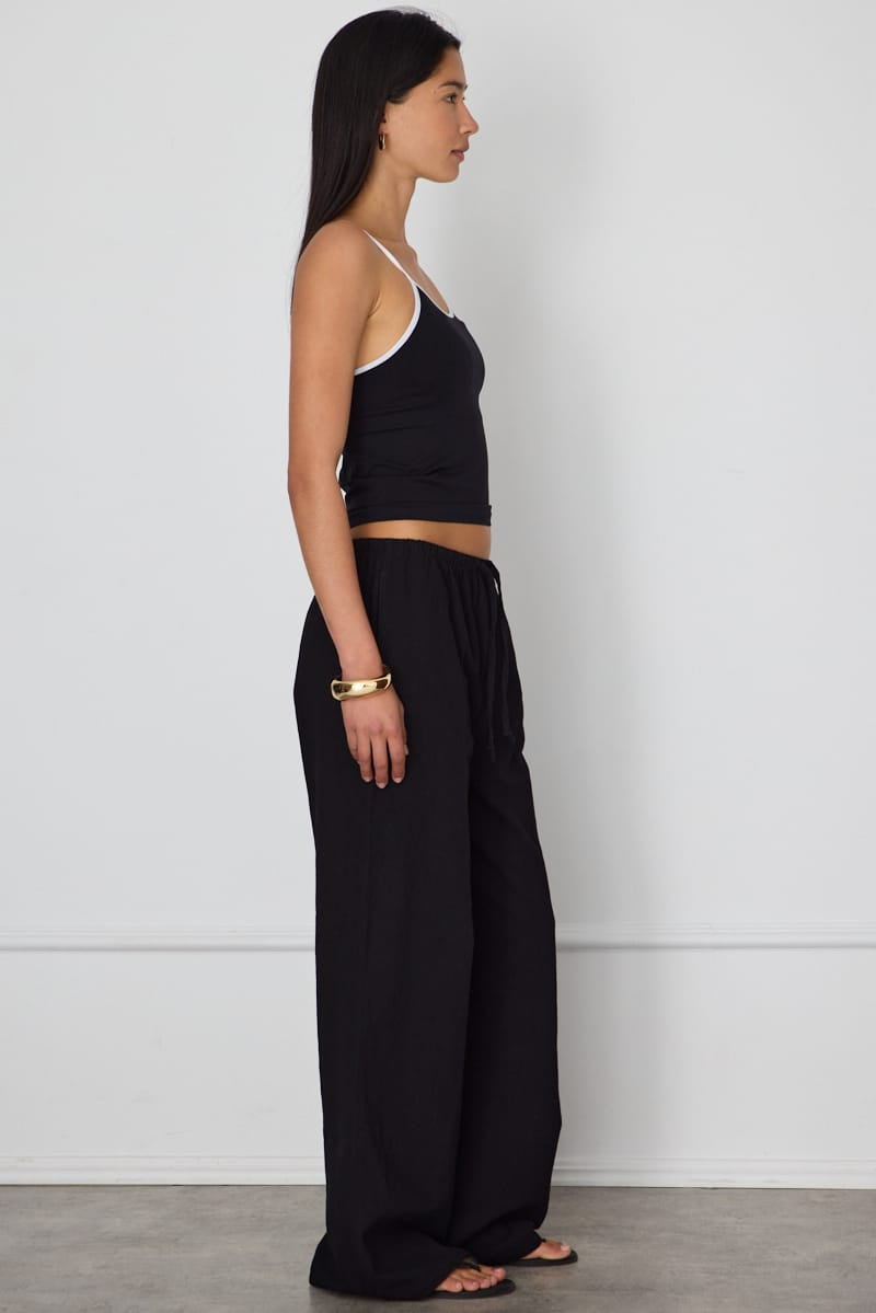 Black Wide Leg Pants Elasticated Waist for Ally Fashion