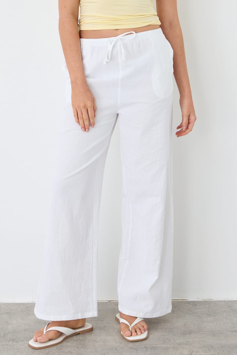 White Wide Leg Pants Elasticated Waist for Ally Fashion