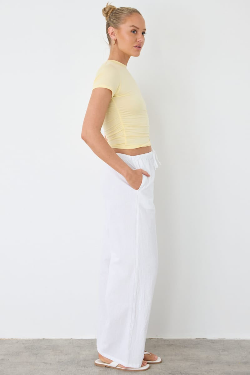 White Wide Leg Pants Elasticated Waist for Ally Fashion