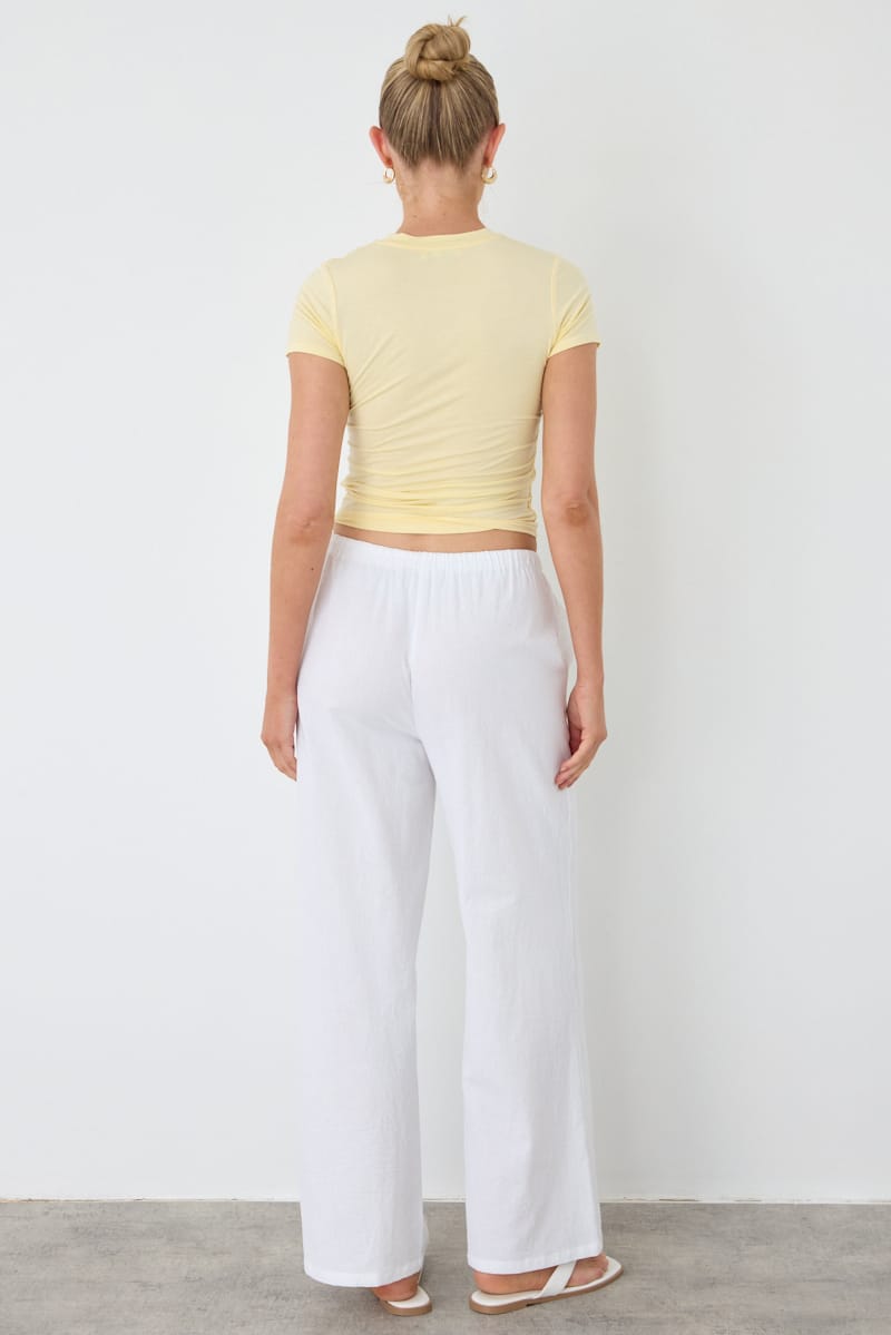 White Wide Leg Pants Elasticated Waist for Ally Fashion