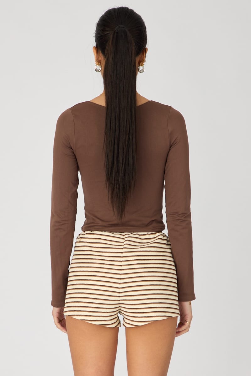 White Stripe Mid Rise Shorts for Ally Fashion