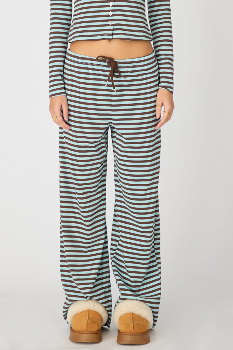 Blue Stripe Relaxed Lounge Pants for Ally Fashion