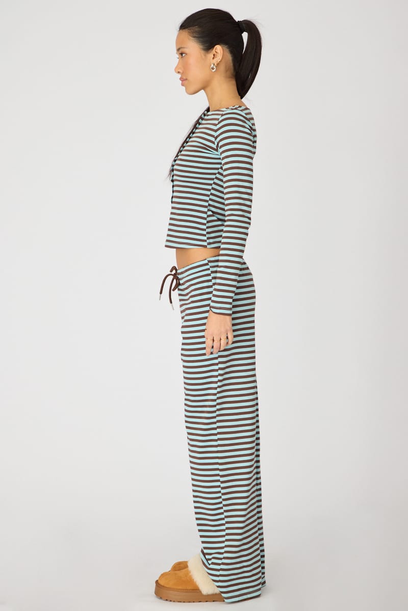 Blue Stripe Relaxed Lounge Pants for Ally Fashion