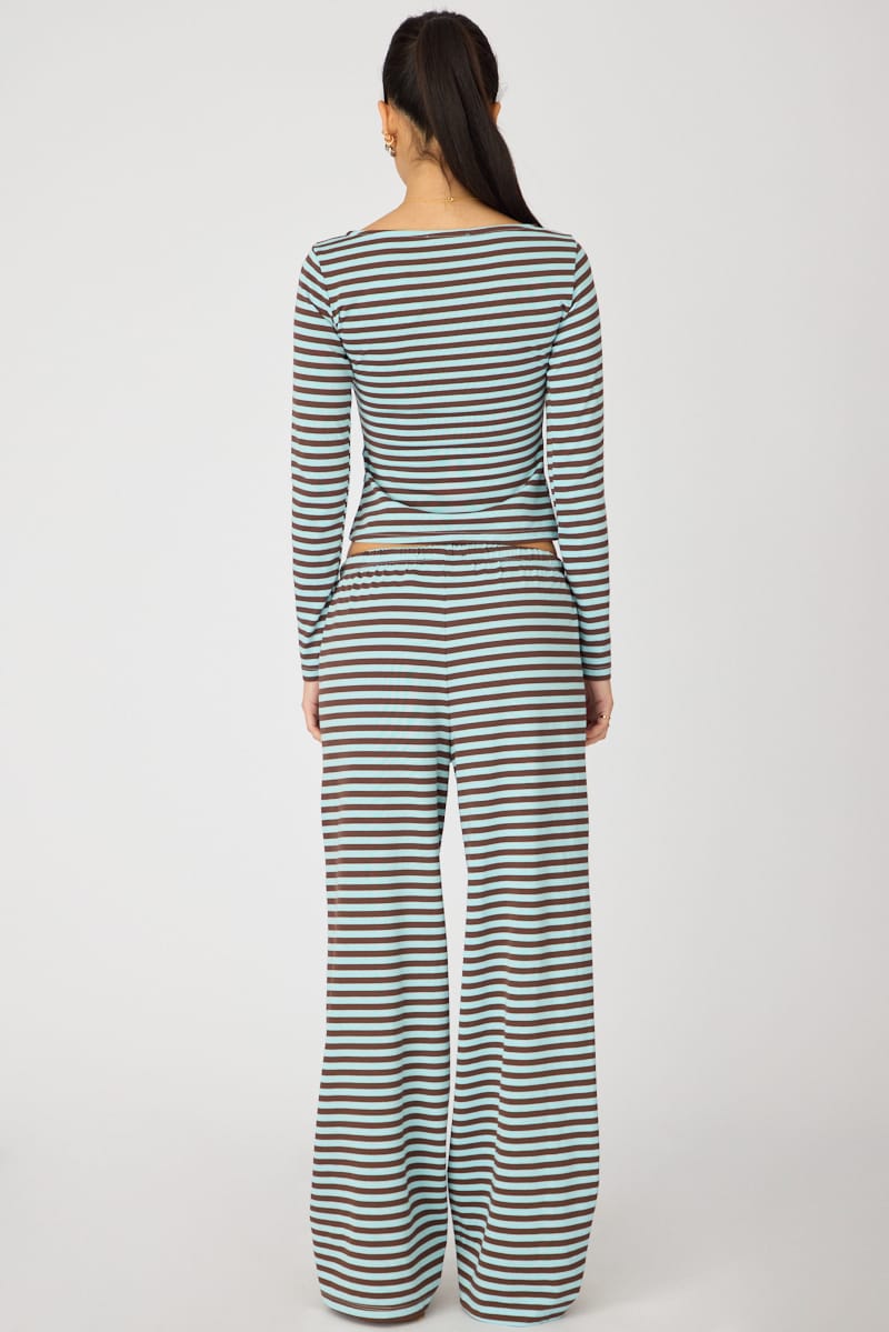 Blue Stripe Relaxed Lounge Pants for Ally Fashion