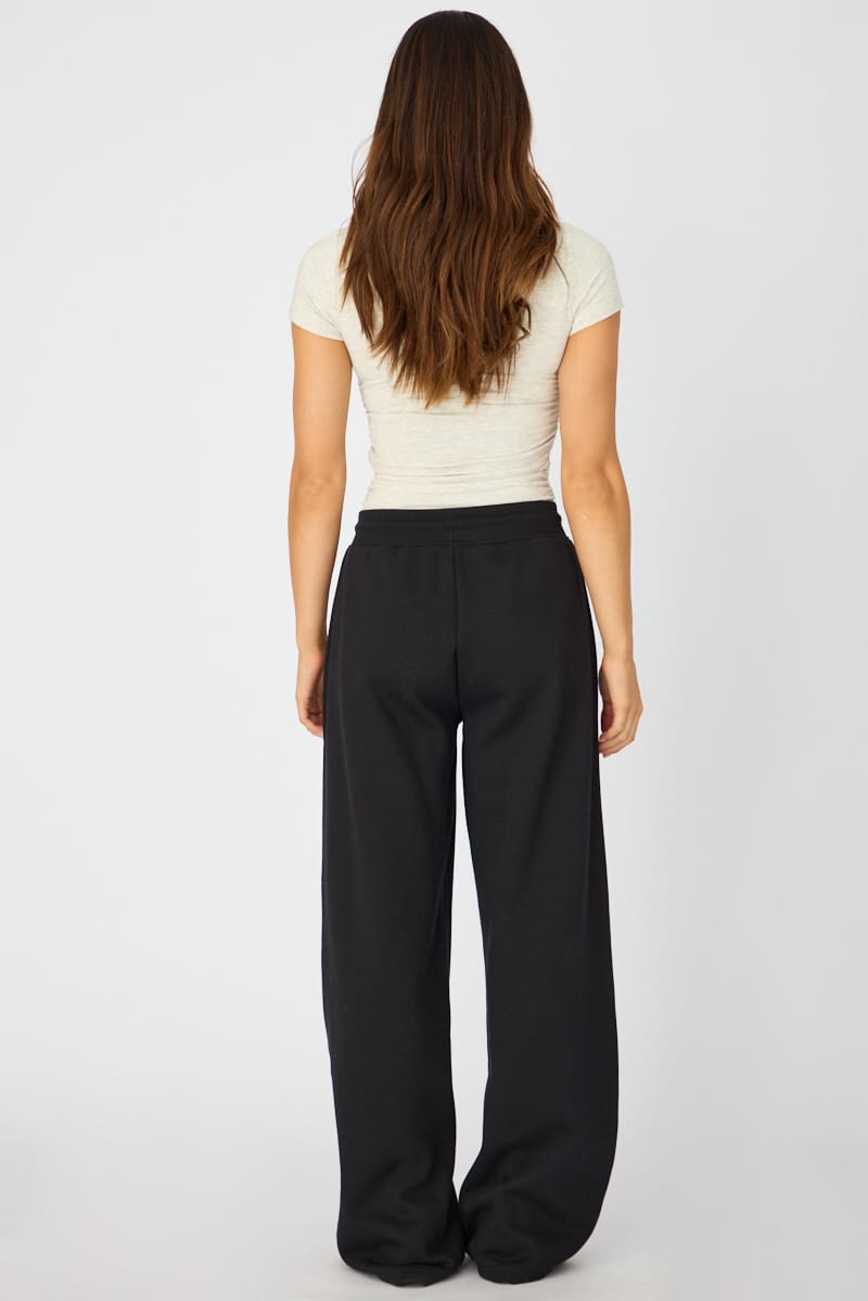 Black Track Pants Wide Leg for Ally Fashion