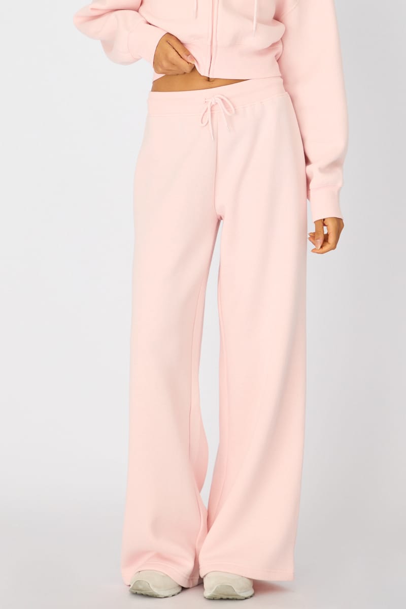 Pink Track Pants Wide Leg for Ally Fashion