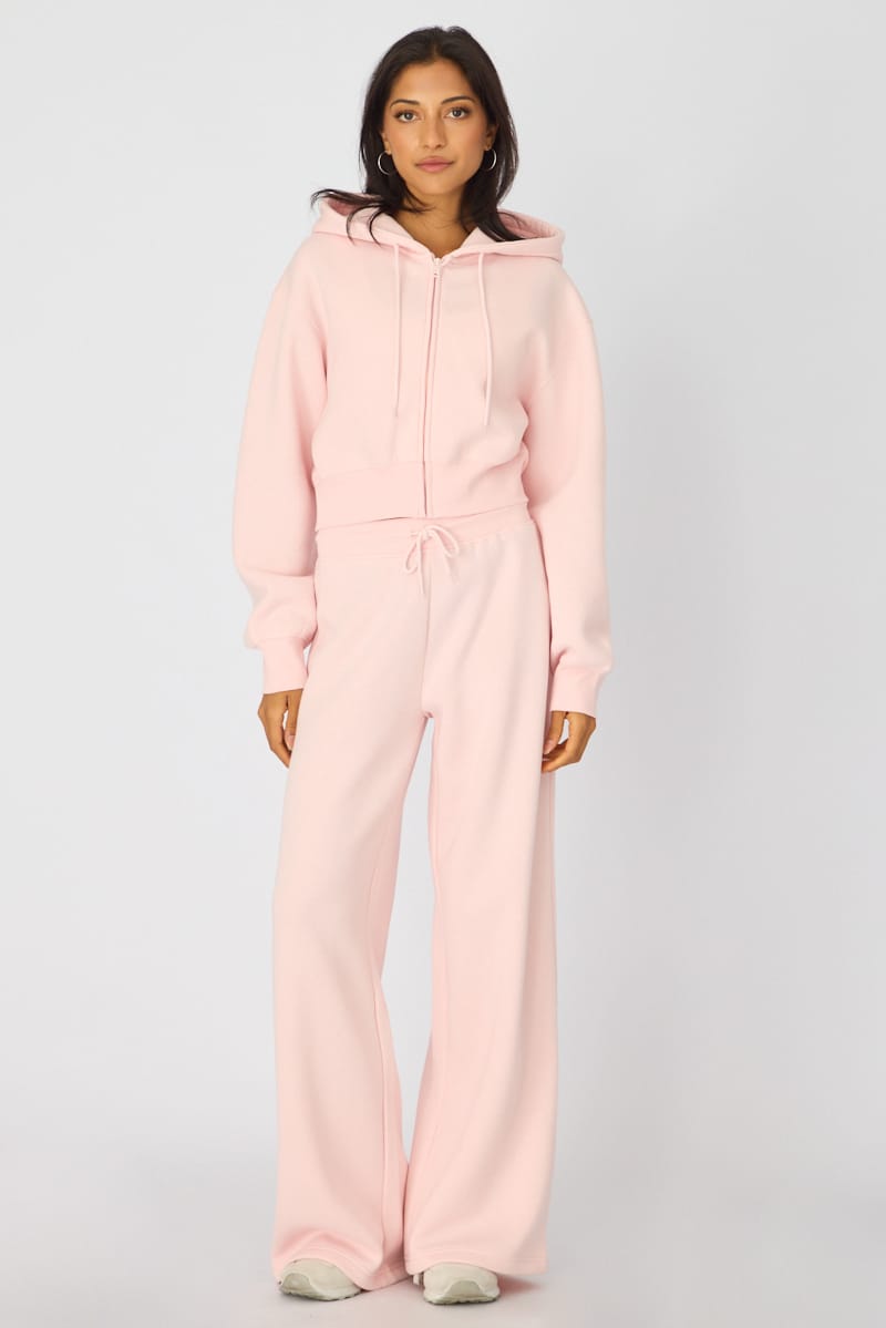 Pink Track Pants Wide Leg for Ally Fashion