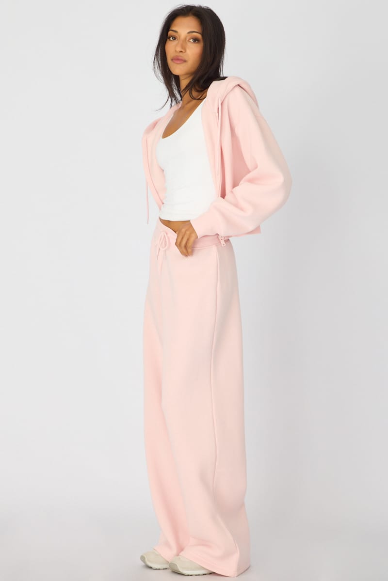 Pink Track Pants Wide Leg for Ally Fashion