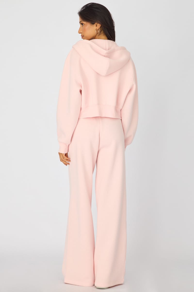 Pink Track Pants Wide Leg for Ally Fashion