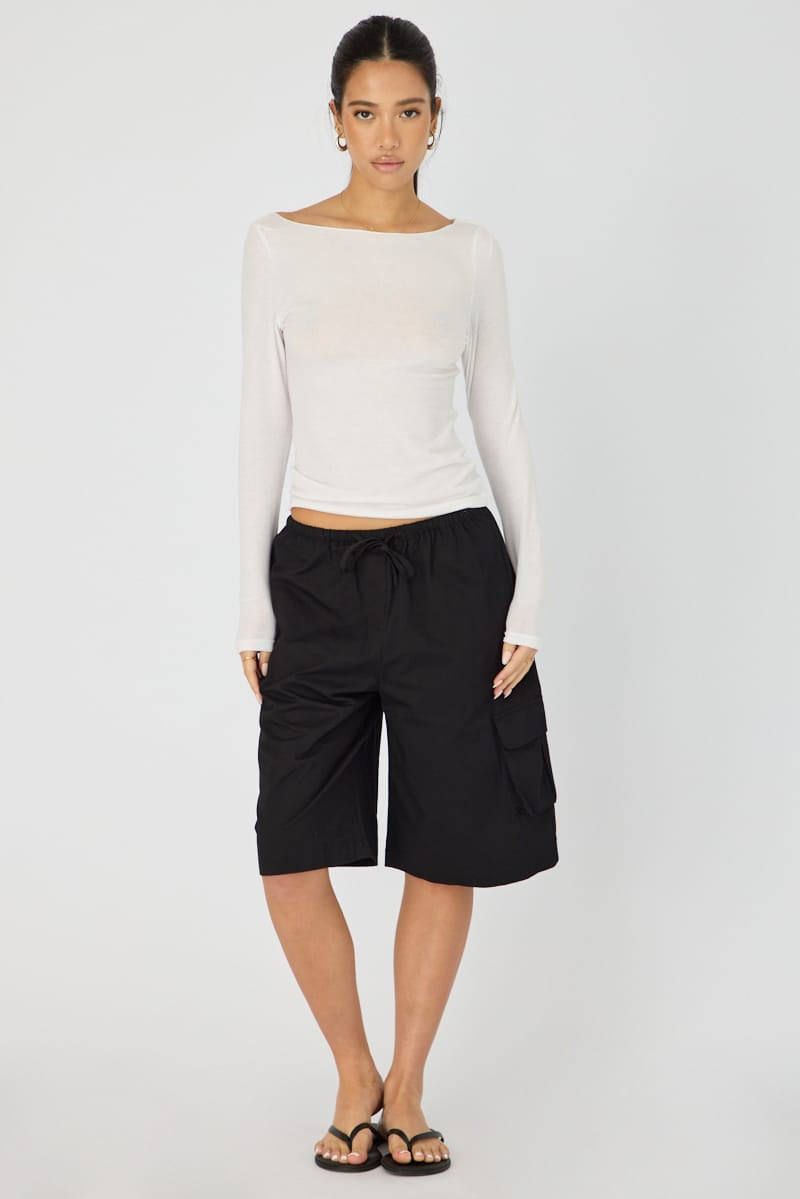 Black Knee Length Shorts for Ally Fashion