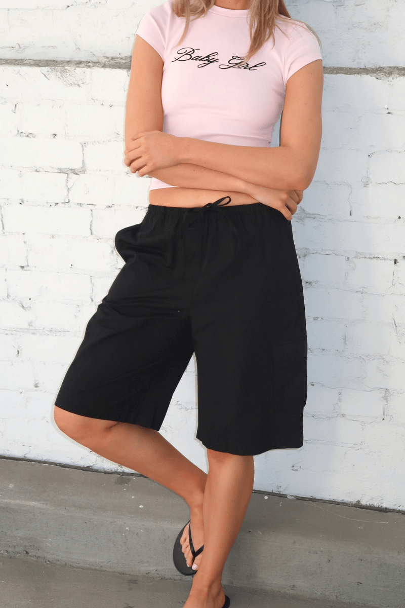 Black Knee Length Shorts for Ally Fashion