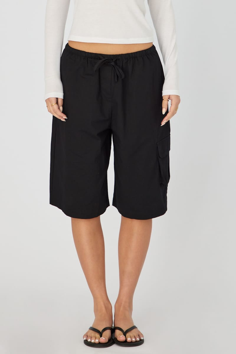 Black Knee Length Shorts for Ally Fashion