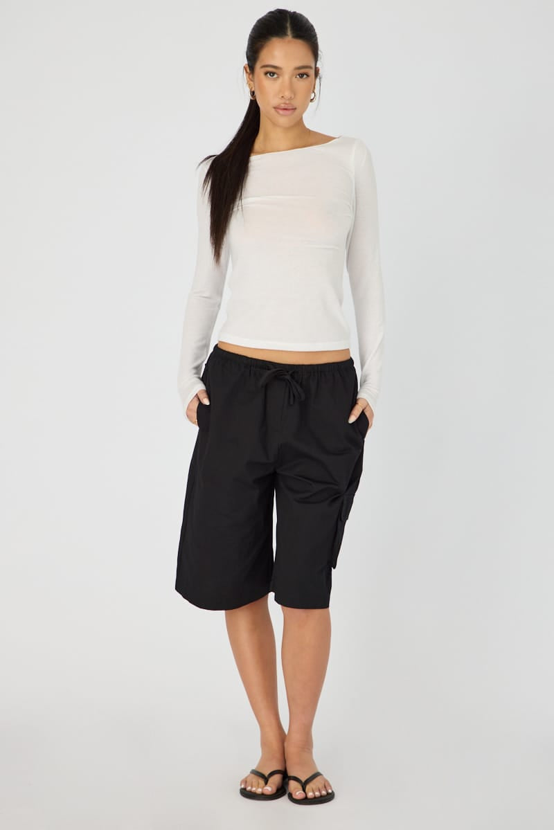 Black Knee Length Shorts for Ally Fashion